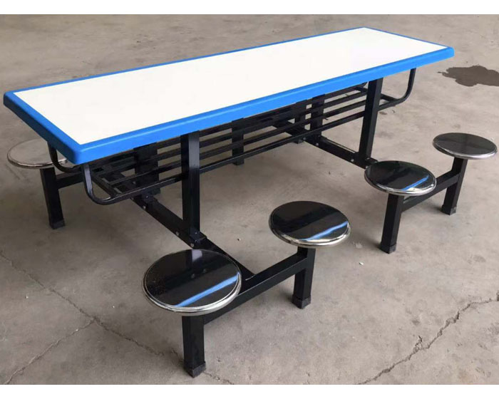 不锈钢八人餐桌含置物架