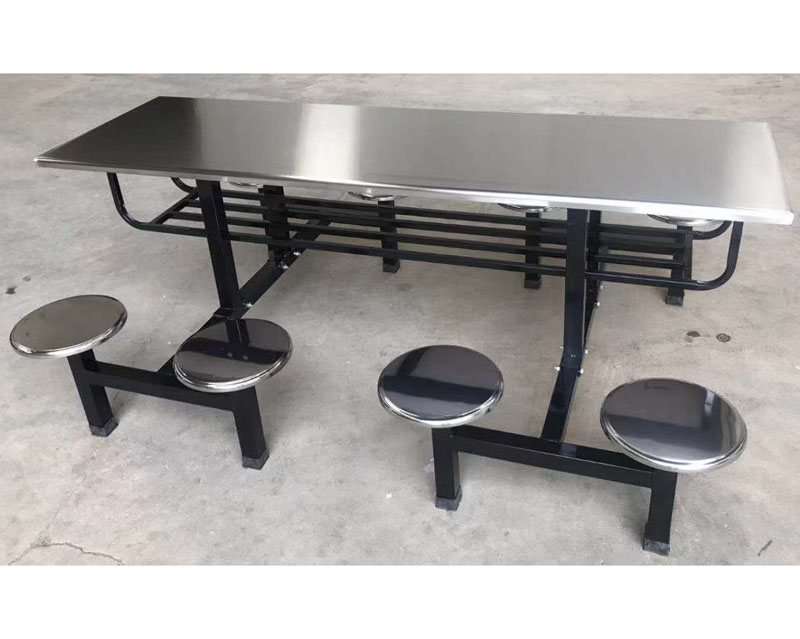 不锈钢八人餐桌 含置物架